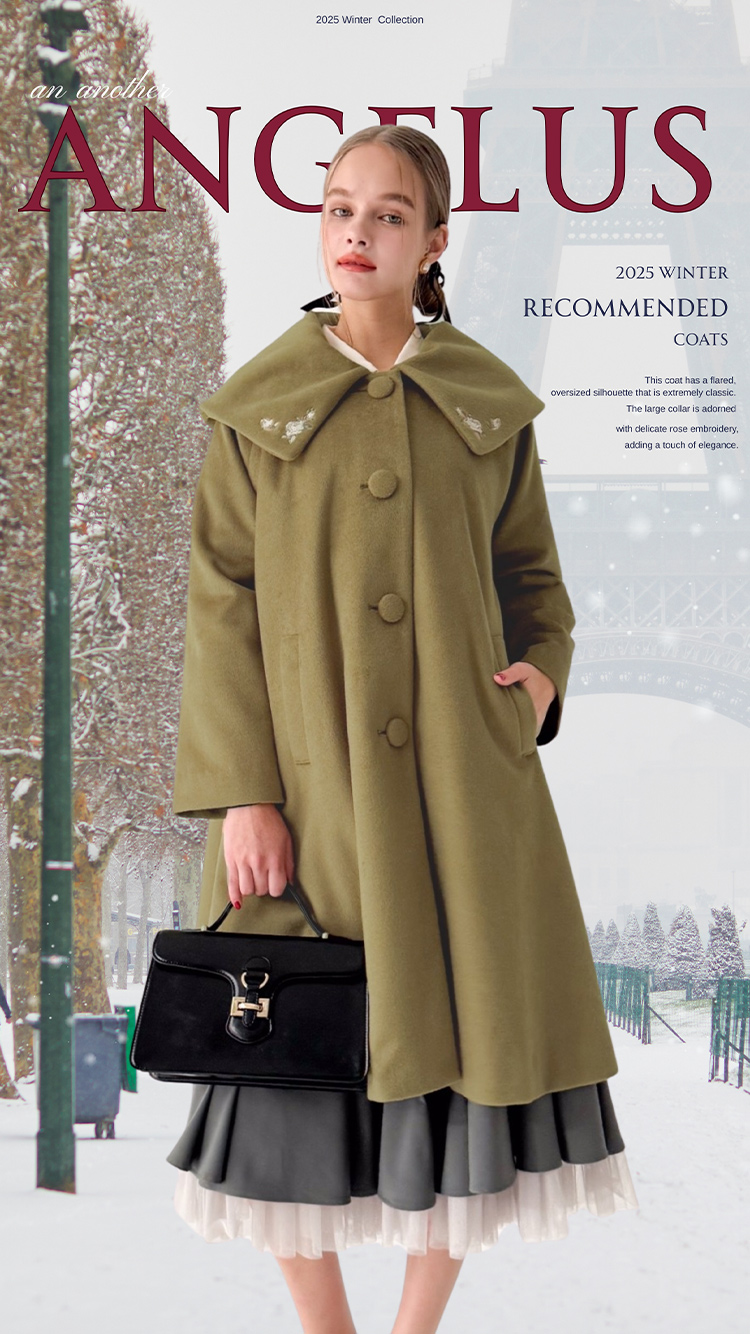 新品　今期新作　アンアナザーアンジェラス　フィント　スプリングコート　グリーン an another angelus】ケープシルエットフレアートレンチコート