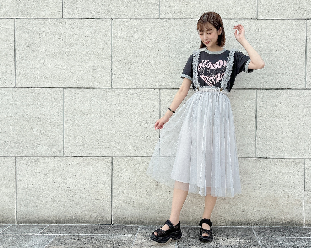 Skirt with or Suspenders or Skirt Frill Shoulder - フリル 