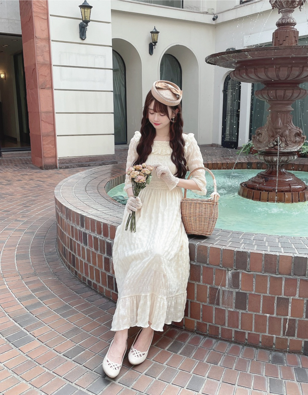 OTONA ワンピース レディース 花柄 ブルー 春 夏 秋 長袖 ロング