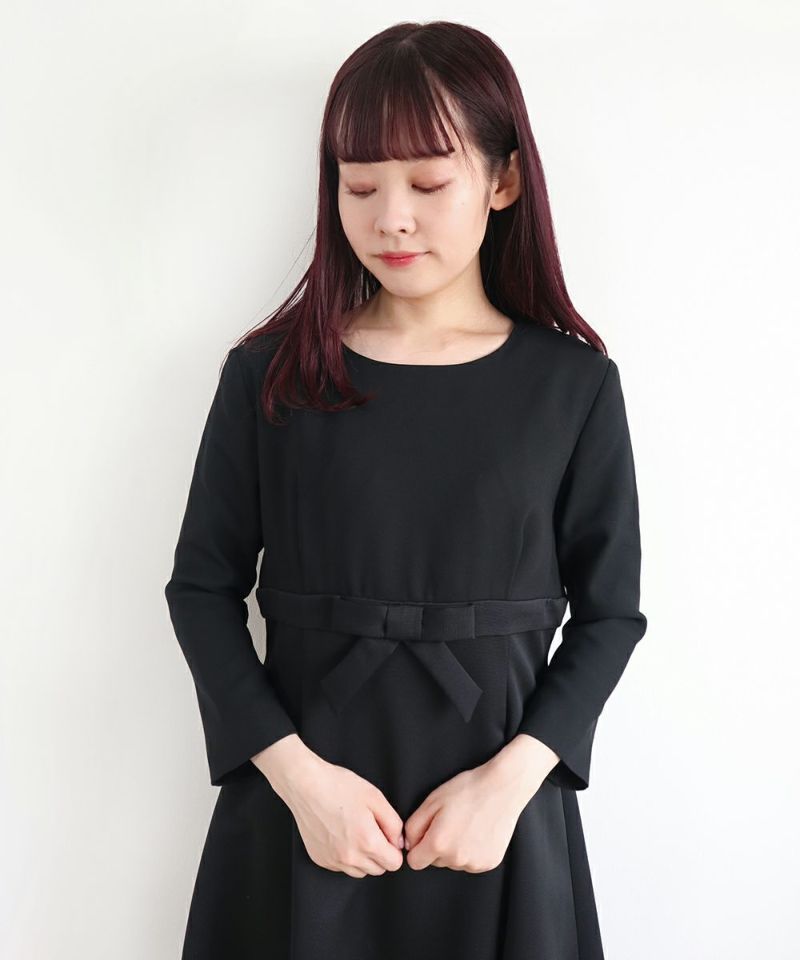 *ハイウエストリボン切替えワンピース/F i.n.t Black Formal [22LE02i003]