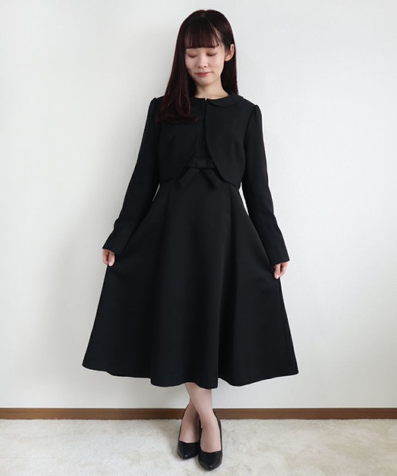 *ハイウエストリボン切替えワンピース/F i.n.t Black Formal [22LE02i003]