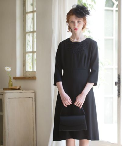 *Yoke lace dress [Occasion]/F i.n.t Black Formal [22LE02i002]