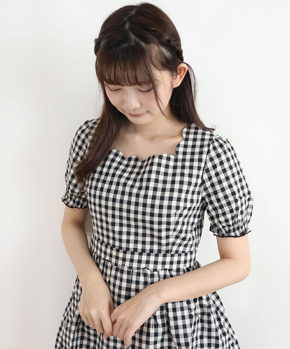 フラワーワゴンプリントギンガムチェックワンピースSet/Roseline by F 