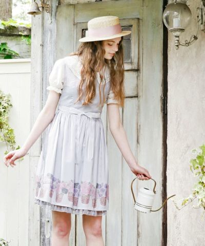 * Full List Print Sleeveless Dress Set / Roseline by F int [17EE02f001]