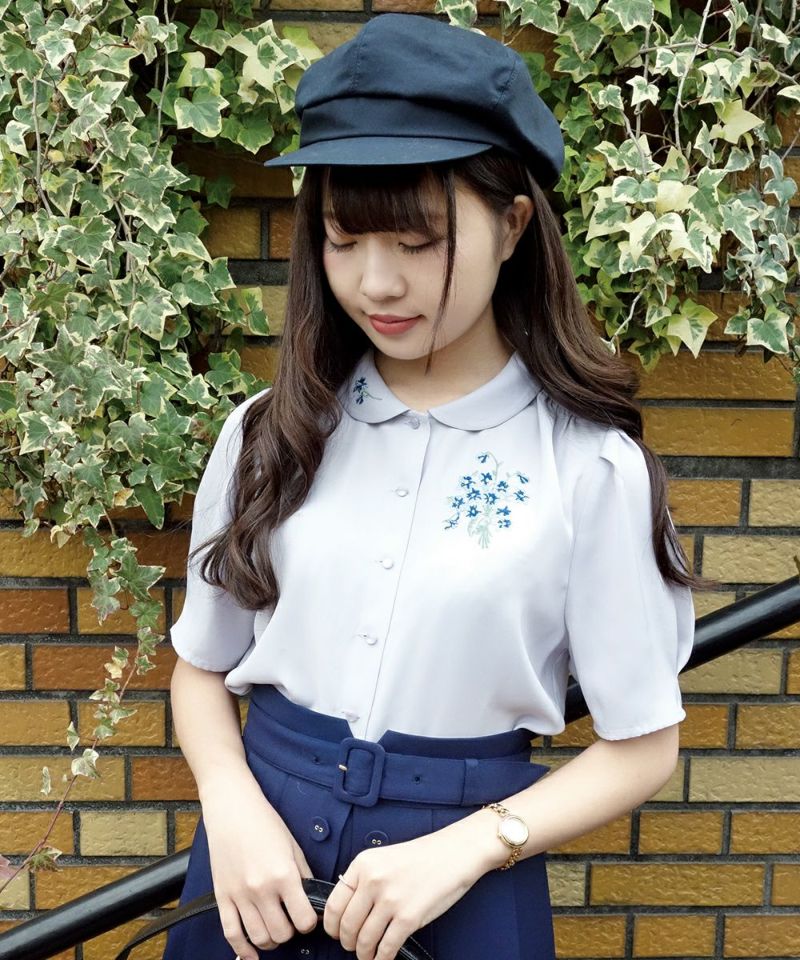 スミレ刺繍シャツブラウス/an another angelus[29BF01g010] | F