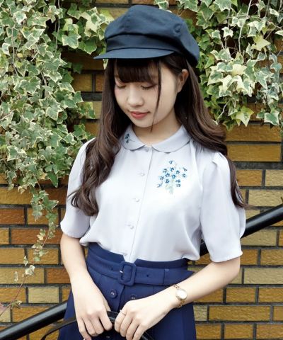スミレ刺繍シャツブラウス/an another angelus[29BF01g010] | F