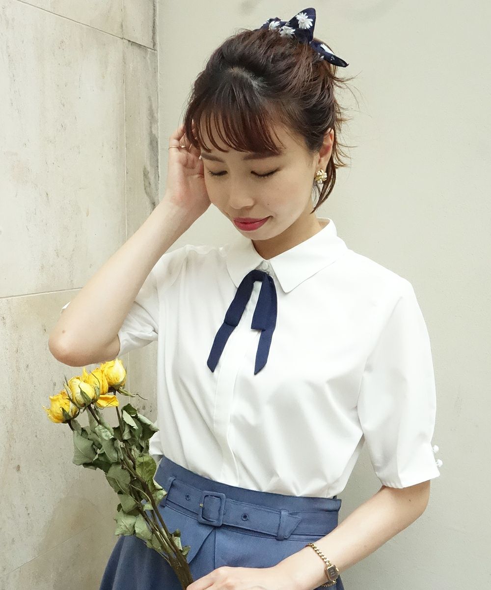 細リボンタイ付き半袖シャツ/F i.n.t[29AF01g016] | F i.n.t公式通販サイト