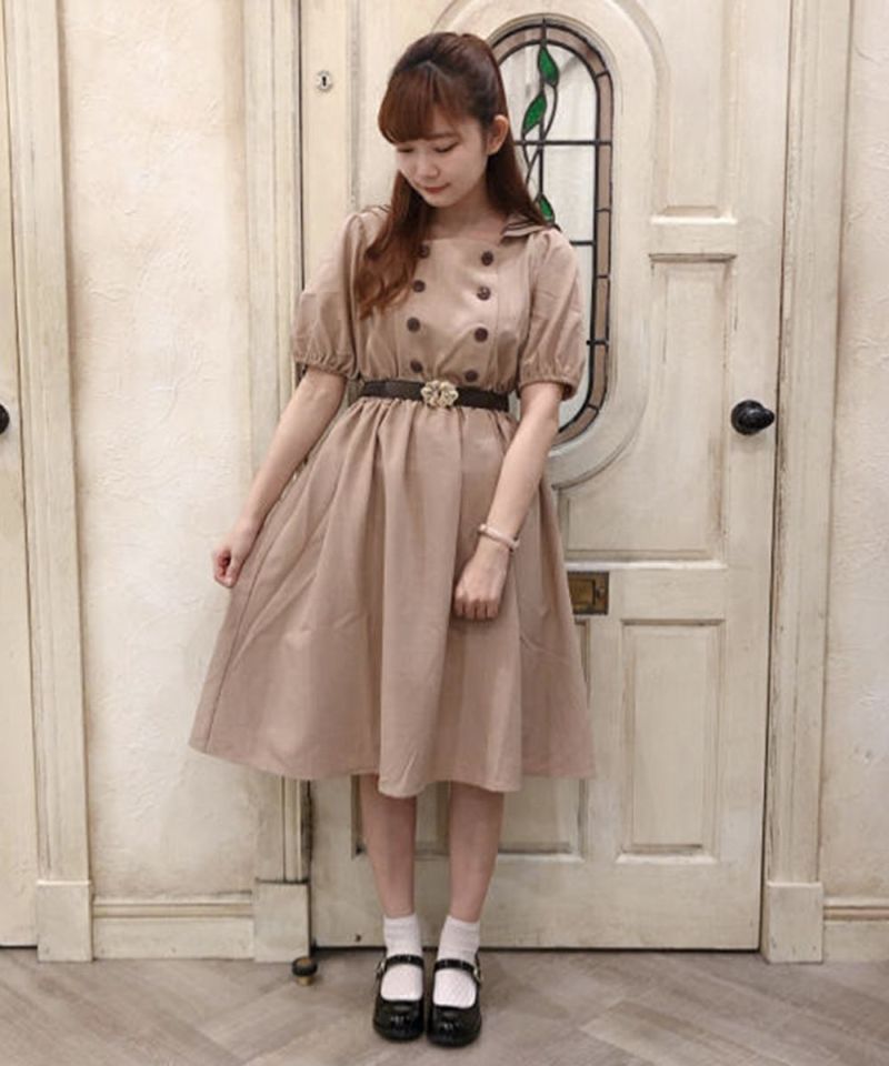 ダブル釦スクエアネックマリンワンピース/F i.n.t[30AE02g025] | F