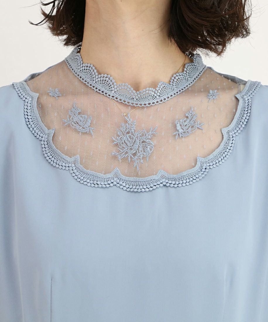ローズ刺繍ヨーク透けワンピース【オケージョン】/an another angelus 