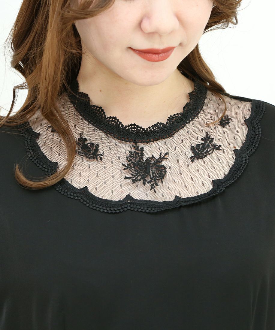 ローズ刺繍ヨーク透けワンピース【オケージョン】/an another angelus 