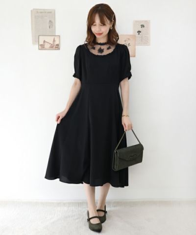 Rose embroidered yoke sheer dress [Occasion]/an another angelus [31BE02g011]