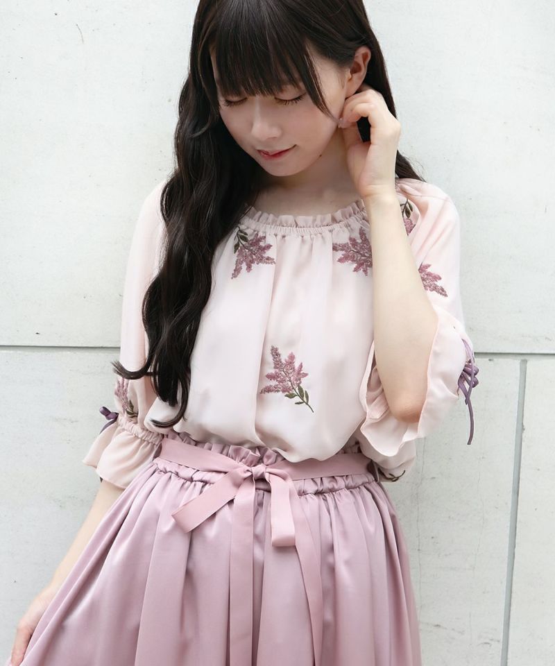 アスチルベ総刺繍オフショルブラウス/an another angelus