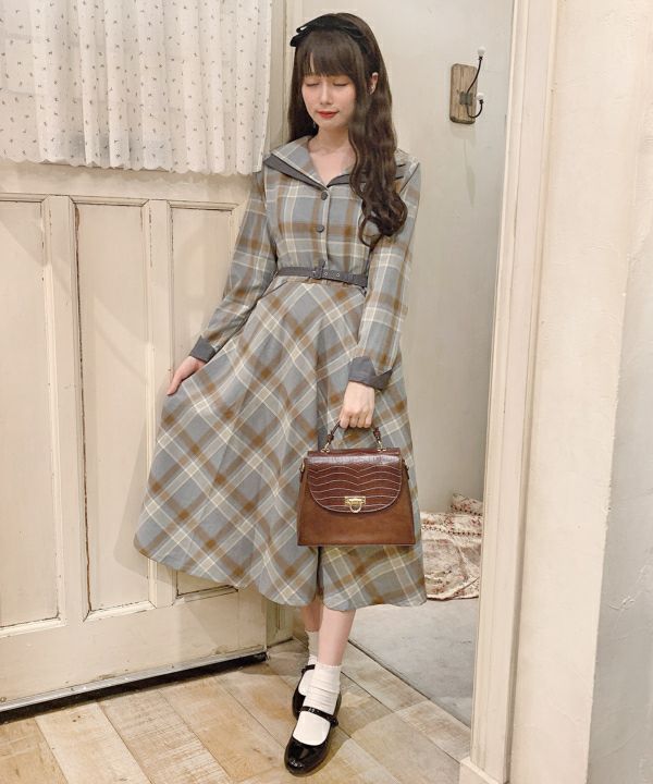 Heart E ワンピース アイボリー×黄チェック Heart E ワンピース アイボリー×黄チェック Heart E ワンピース