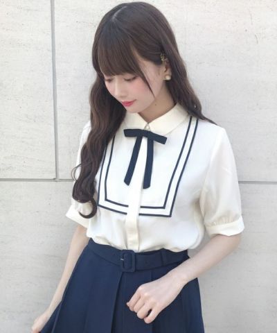 [Reservations] Blouses with square yoke color ties / F i.n.t [34AF02h025-2] [Available in mid-June]
