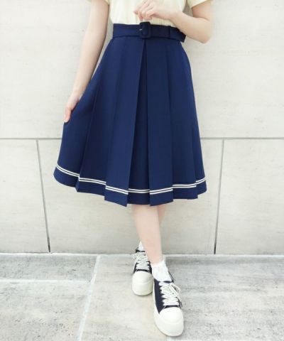 【ご予約】ライン使いマリンプリーツスカート/F i.n.t [33AG02n010-2]　[8月中旬入荷予定]