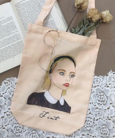 French Girl Print Eco Bag/F int [00AC01a001]