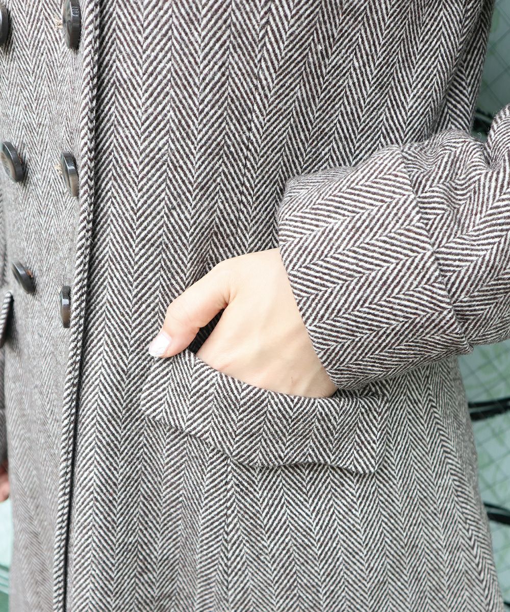 変形開衿ヘリンボーンコート/an another angelus [36BD03j004] | F