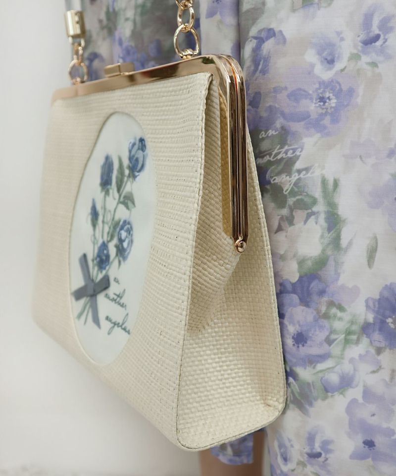 アンアナザーアンジェラス　ローズ　刺繍　ハンドバッグ クリアハンドルバッグ an another angelus】ローズ刺繍クリアハンドルバッグ (フィント