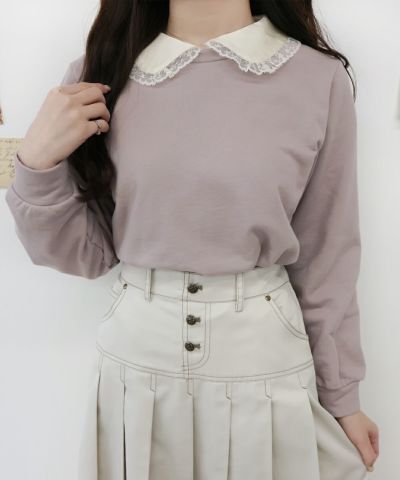 □ Vintage satin collared sweatshirt pullover / F i.n.t [37AI03j001]