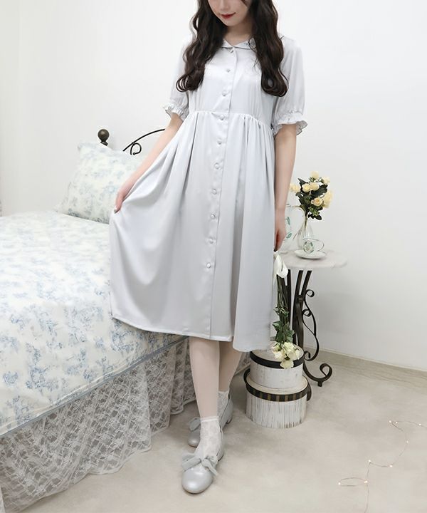 プチローズ刺繍サテン開衿ワンピース/F i.n.t HOME [37HE02g001] | F 