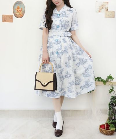Picnic Toile Pattern Shirt Dress / an another angelus [38BE02h015]