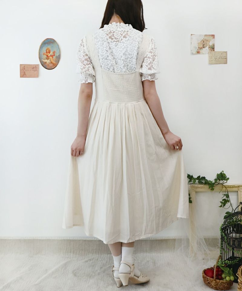 フロントローズ刺繍ジャンパースカート/an another angelus
