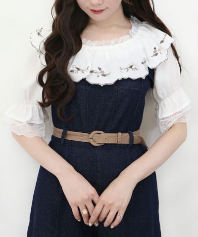 ローズ刺繍オフショルブラウス/an another angelus [38BF02h016]