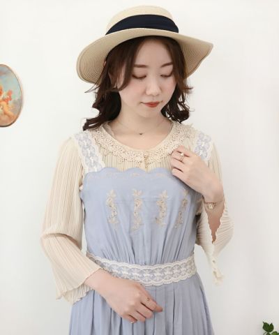 Rose lace pleated blouse / an another angelus [38BF02i017]
