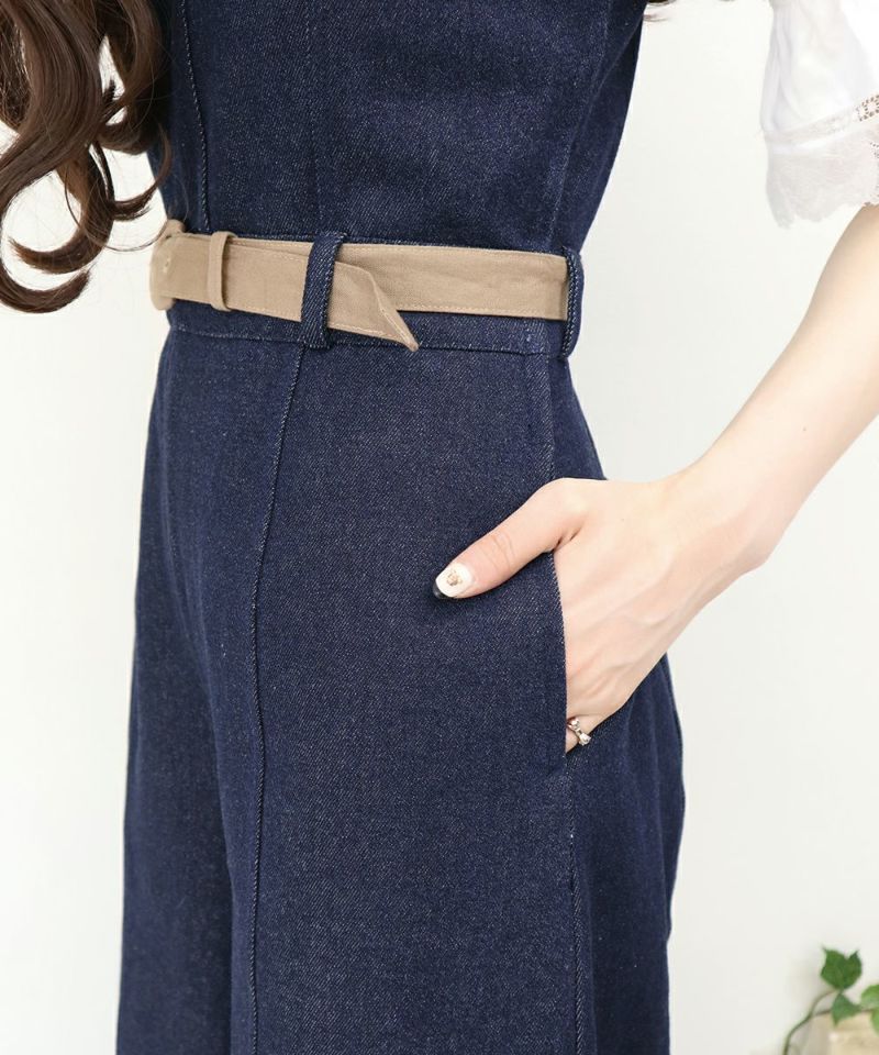 indigo / side pocket / belt arrangement