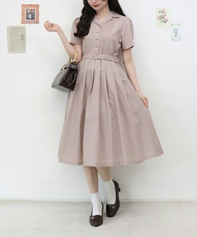 Front pin tuck open collar dress / an another angelus [37BE02g011]