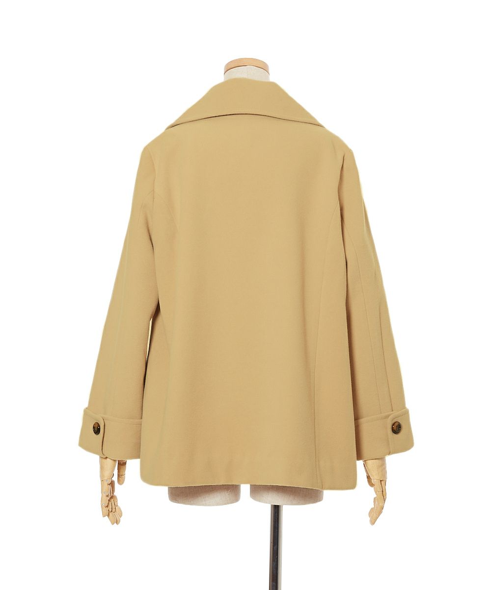 【fin.】　ピーコート　キャメル　ブラウン　ワントーン オペーク ドット クリップ OPAQUE.CLIP フェイクボア コクーンPコート