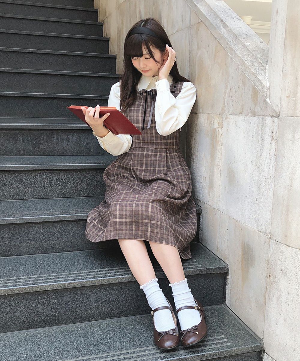 はしごリボンチェックジャンパースカート/F i.n.t [39AE04f001] | F