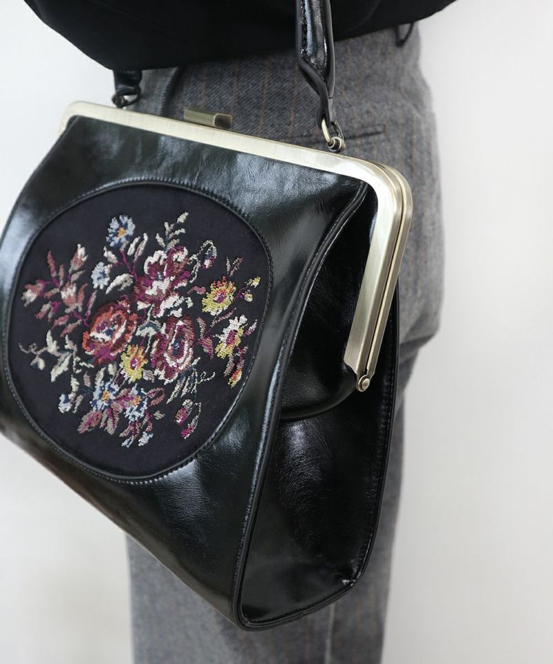 ニードルポイント風刺繍がま口バッグ/an another angelus