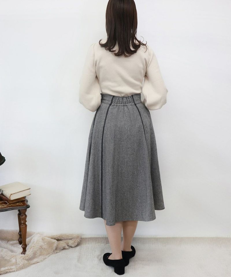 エルメス　ダークグレー ヘリンボーン タイトスカート KOEISTORE スカート レディース 春 夏 春夏 黒 タイトスカート