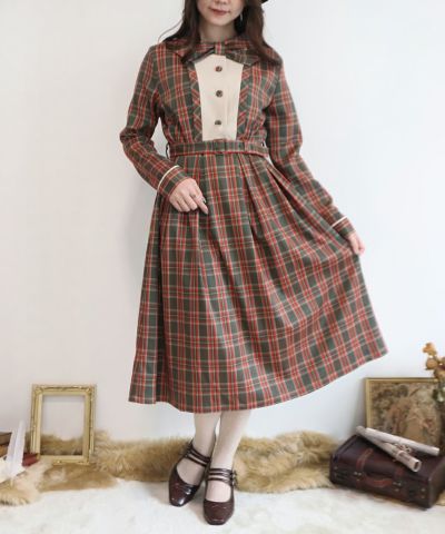 ヨーク切替ボウタイチェックワンピース フィント ヨーク切替ボウタイチェックワンピース/F i.n.t [40AE02j016] | F