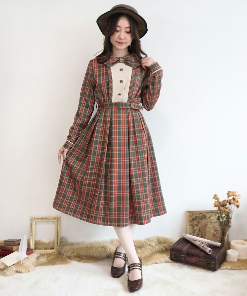 ヨーク切替ボウタイチェックワンピース/F i.n.t [40AE02j016] | F