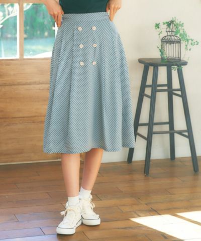 Candy Stripe Double Button Skirt / F i.n.t [41AG02p002]