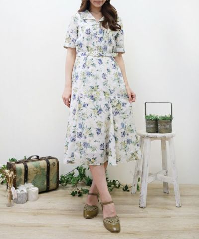 Arttouch floral transformation open collar dress / an another angelus [41BE02h003]