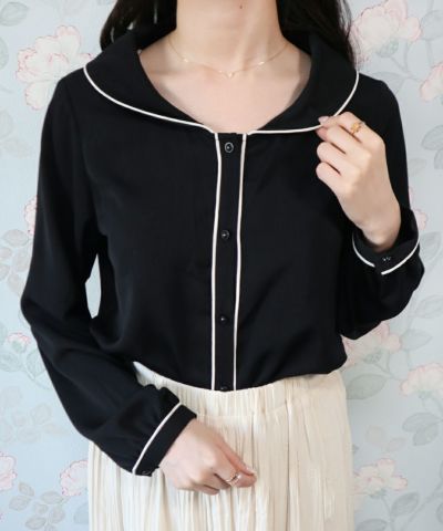 Shawl color blouse with piping / an another angelus [41BF02j001]