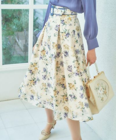 Arttouch floral semi-flared skirt / an another angelus [41BG02p002]