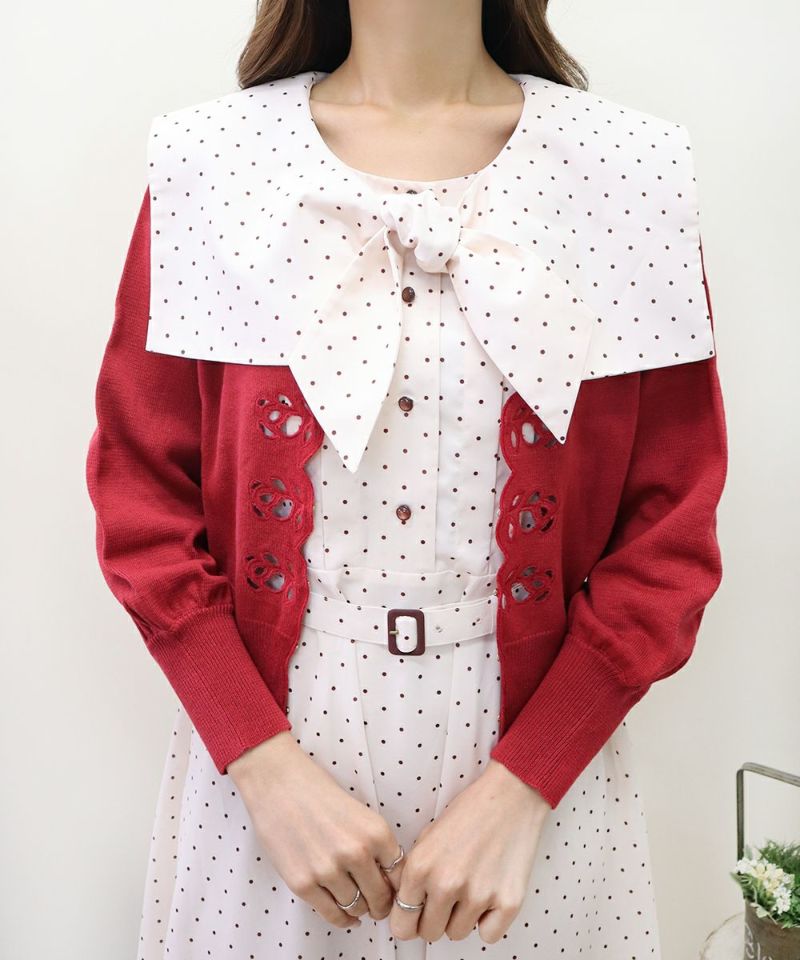美品 TO BE CHIC 希少 鍵編み カットワーク ニットカーディガン 46 美品 TO BE CHIC 希少 鍵編み カットワーク ニットカーディガン