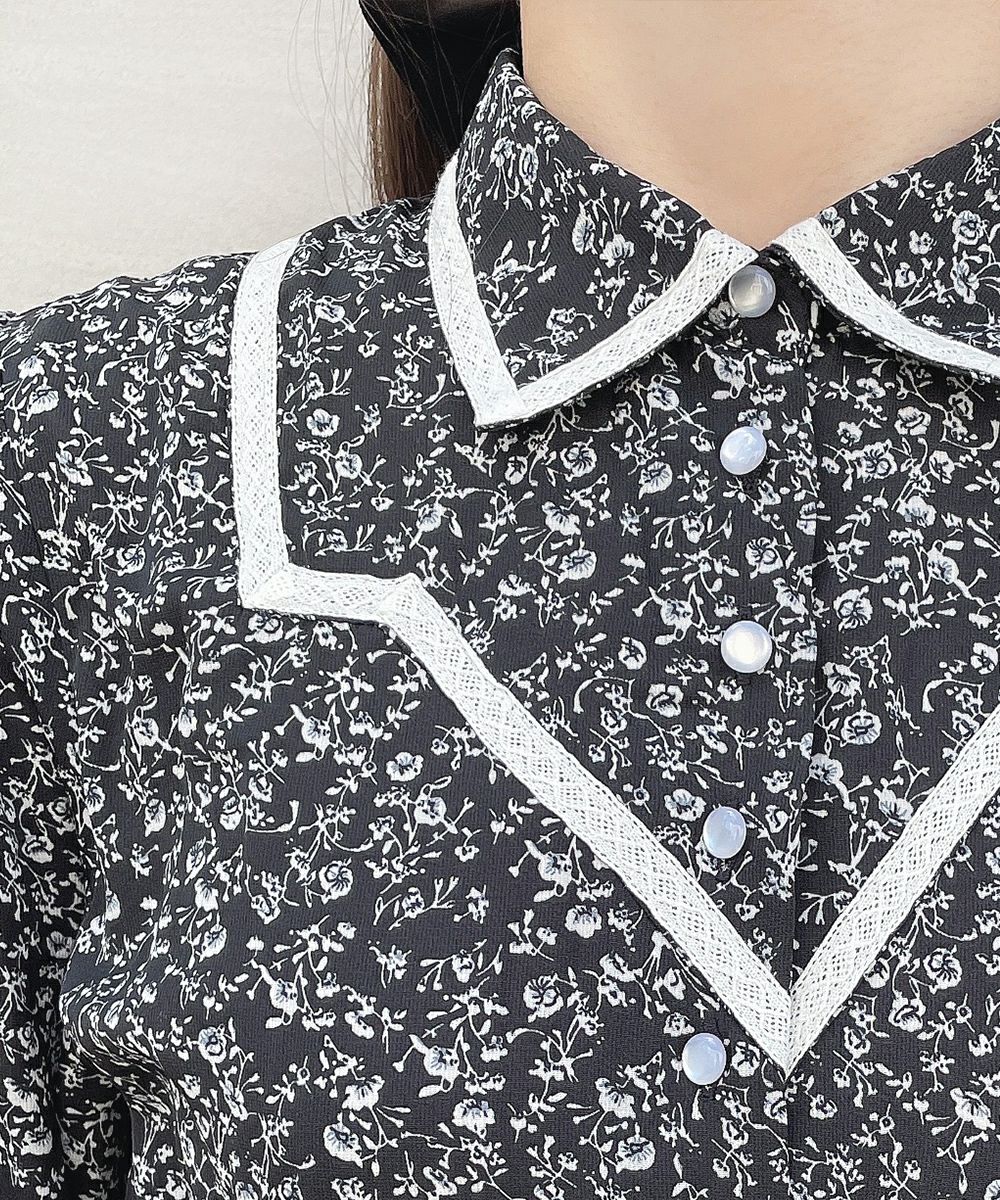 トーションレース使い小花柄ロングワンピース/an another angelus