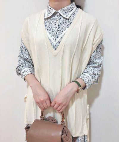 □Thin cable knit vest/an another angelus [41BJ02f005]
