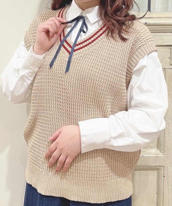 リボンタイ付きロゴ刺繍衿長袖ブラウス/F i.n.t [43AF02j009] | F  