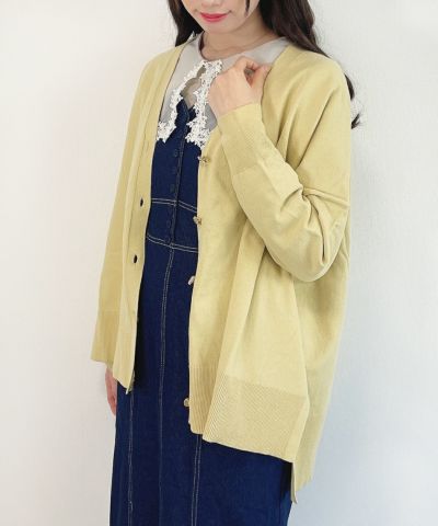 □Rose button poncho-style knit cardigan/an another angelus [41BJ04j004]