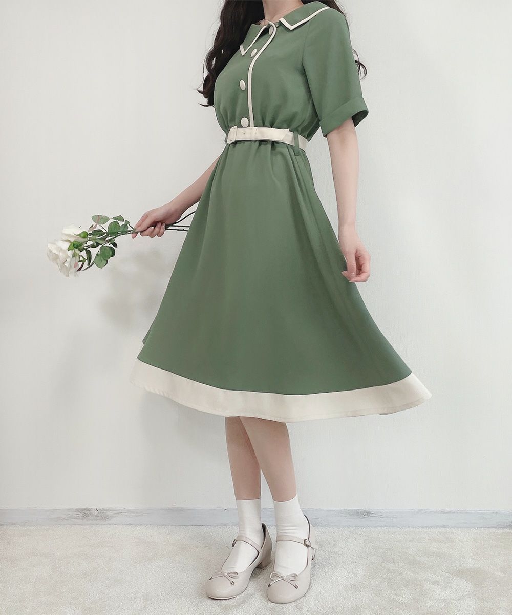 サイド衿バイカラーワンピース/F i.n.t [41AE02h011] | F i.n.t公式