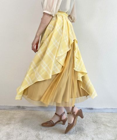 Tulle combination back ruffle skirt / an another angelus [41BG03q008]