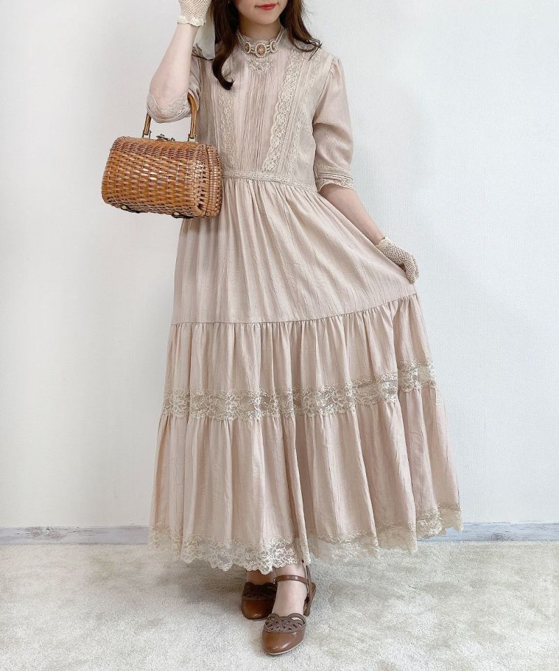 レース使いティアードロングワンピース/an another angelus Limited