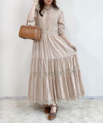 Lace tiered long dress/an another angelus Limited [41DE03h002]