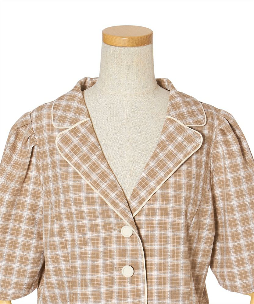 □チェック柄パフスリーブショートジャケット/F i.n.t [42AD01h004